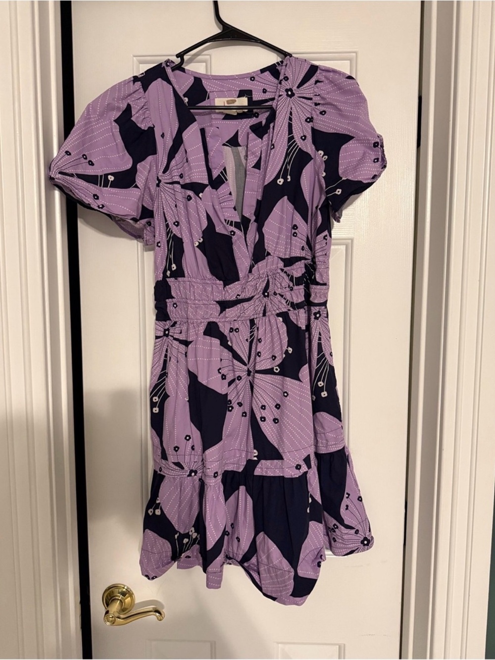Anthropologie Somerset mini Purple Floral Print Short Dress
